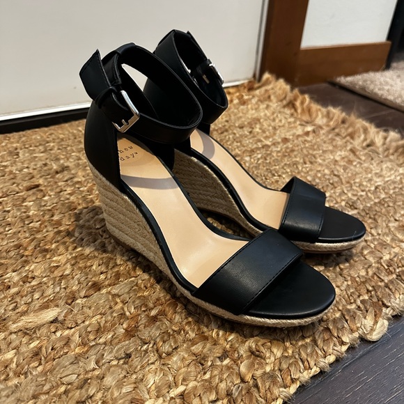 a new day Shoes - a new day Black Espadrille Ankle-Strap Wedge Sandals